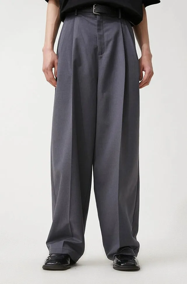 Wide Leg Pleated Loose-Fit Trousers