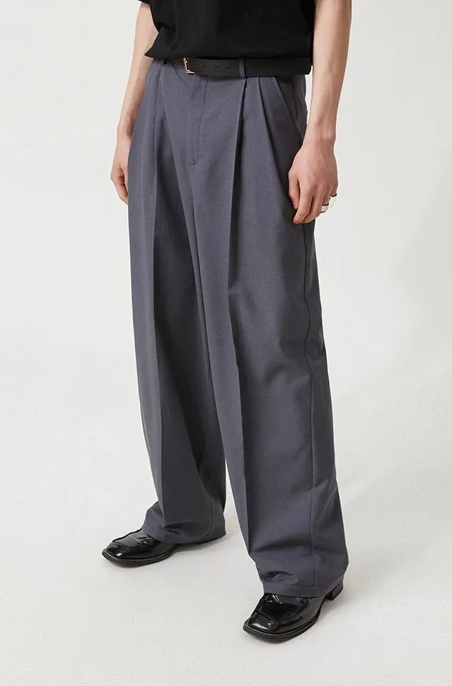 Wide Leg Pleated Loose-Fit Trousers