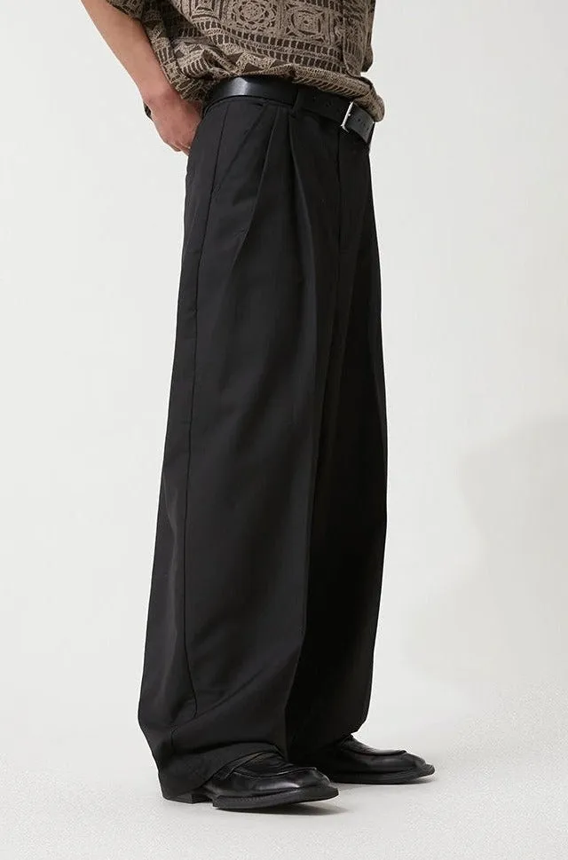 Wide Leg Pleated Loose-Fit Trousers