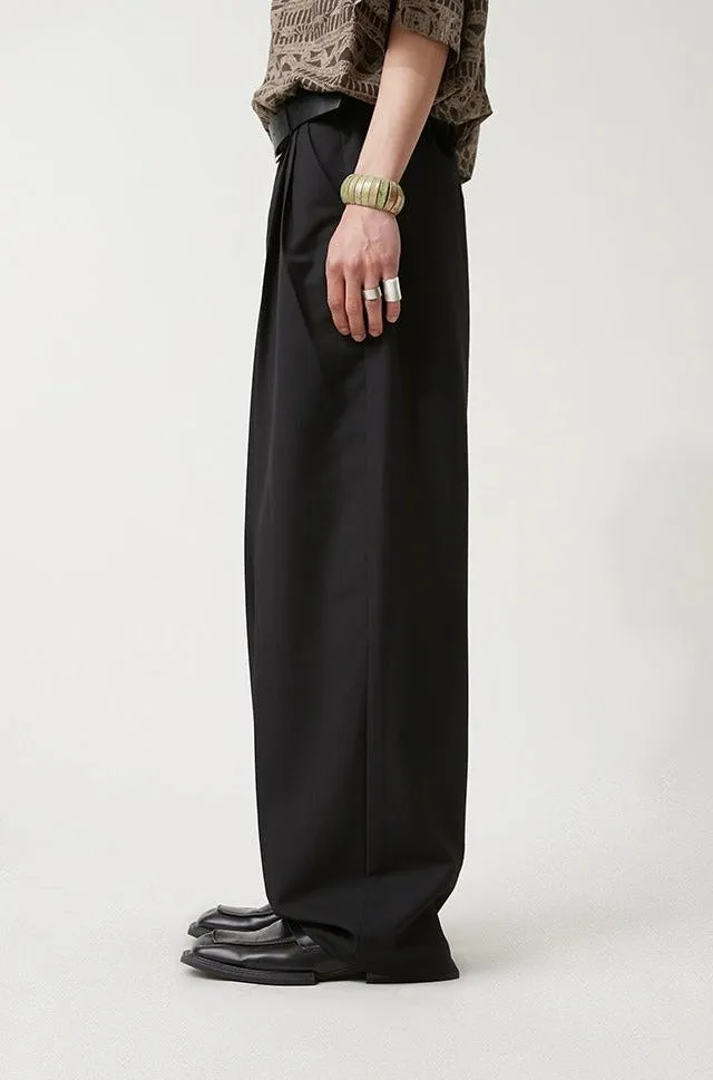 Wide Leg Pleated Loose-Fit Trousers