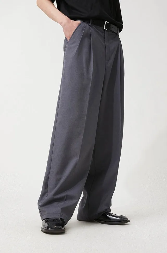 Wide Leg Pleated Loose-Fit Trousers