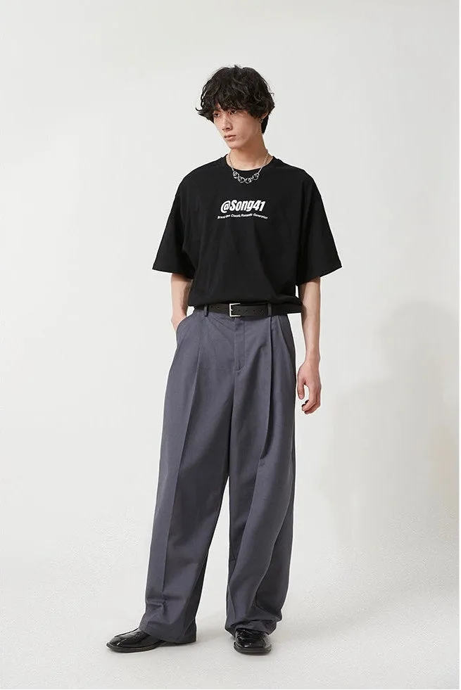 Wide Leg Pleated Loose-Fit Trousers