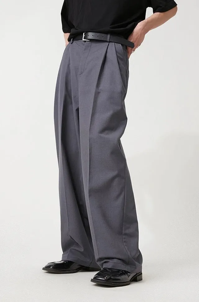 Wide Leg Pleated Loose-Fit Trousers