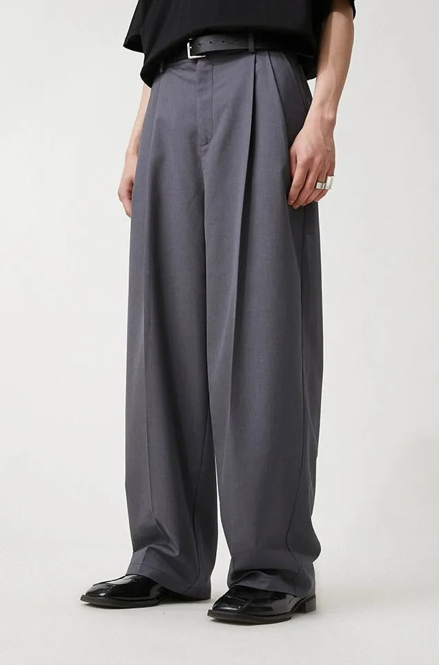 Wide Leg Pleated Loose-Fit Trousers