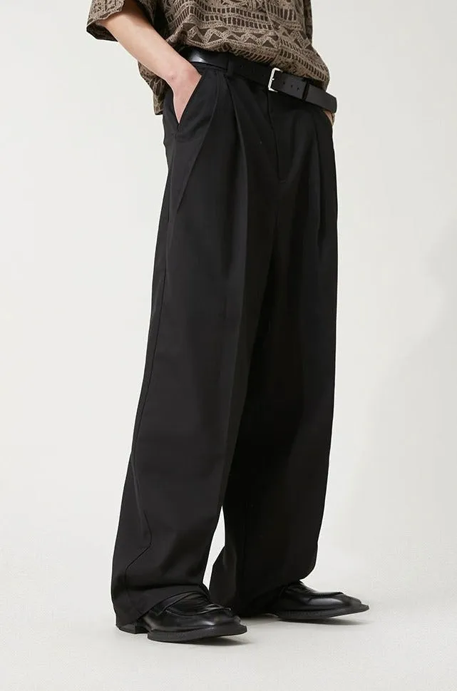 Wide Leg Pleated Loose-Fit Trousers