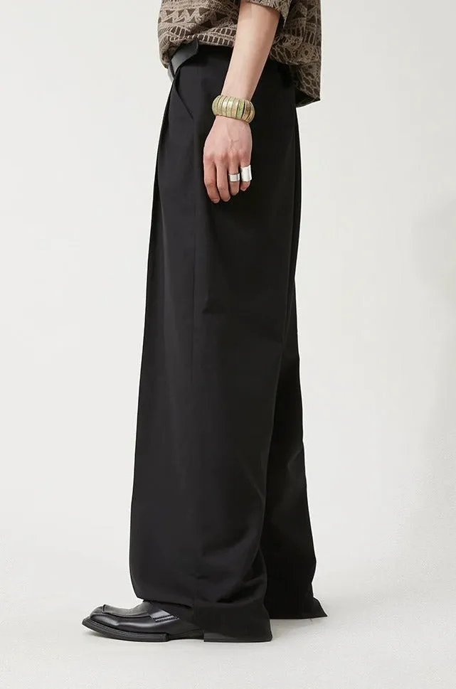 Wide Leg Pleated Loose-Fit Trousers