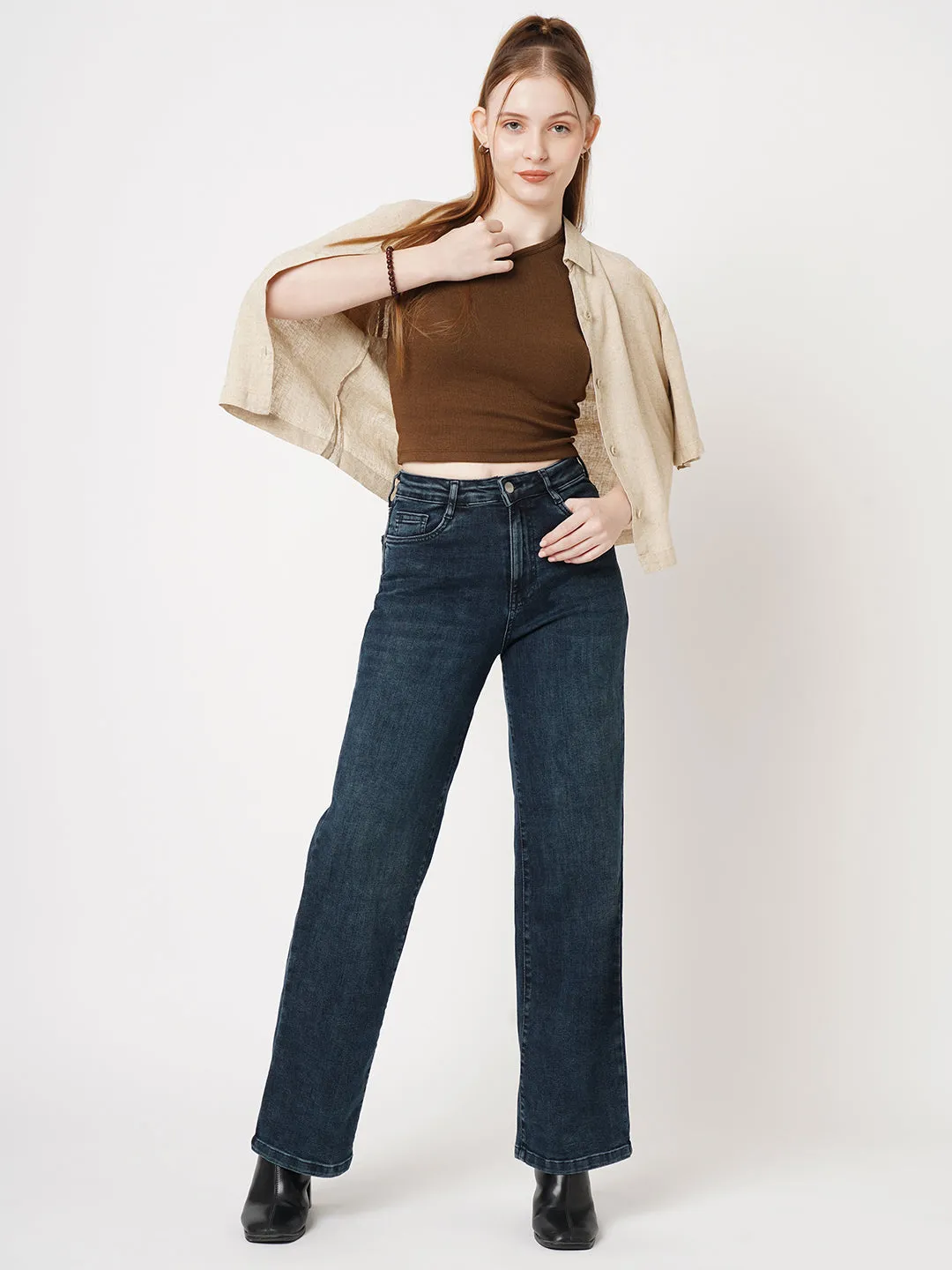 Women High Rise WIDE LEG Jeans