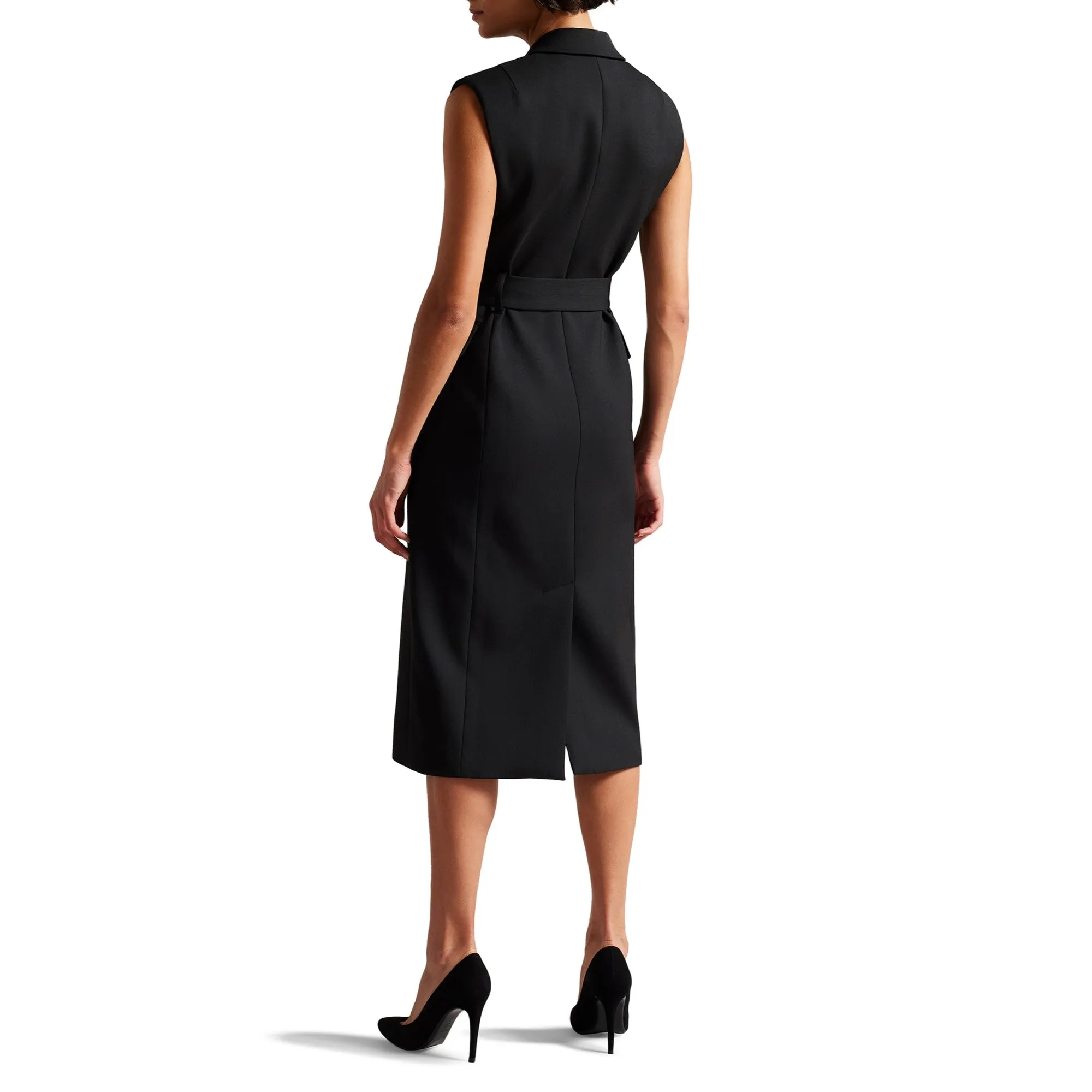 Women Wmd-Indiyad-Exaggerated Shoulder Sleeveless Midi Dress - Black
