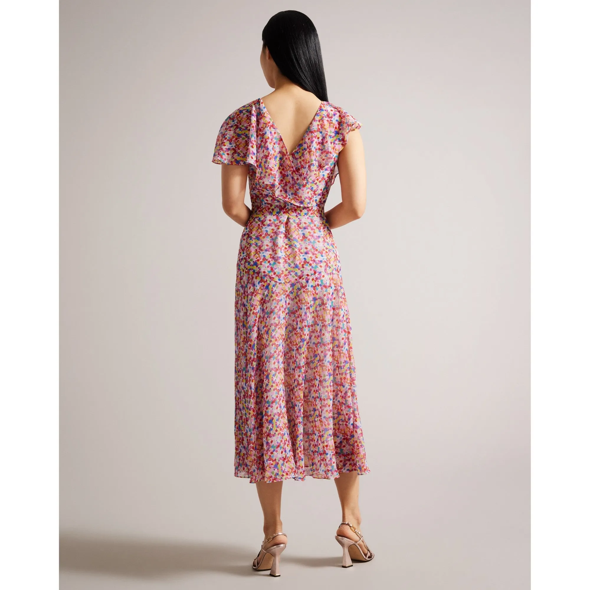 Women Wmd-Priiyah-Midi Belted Tea Dress With Ruffles - White