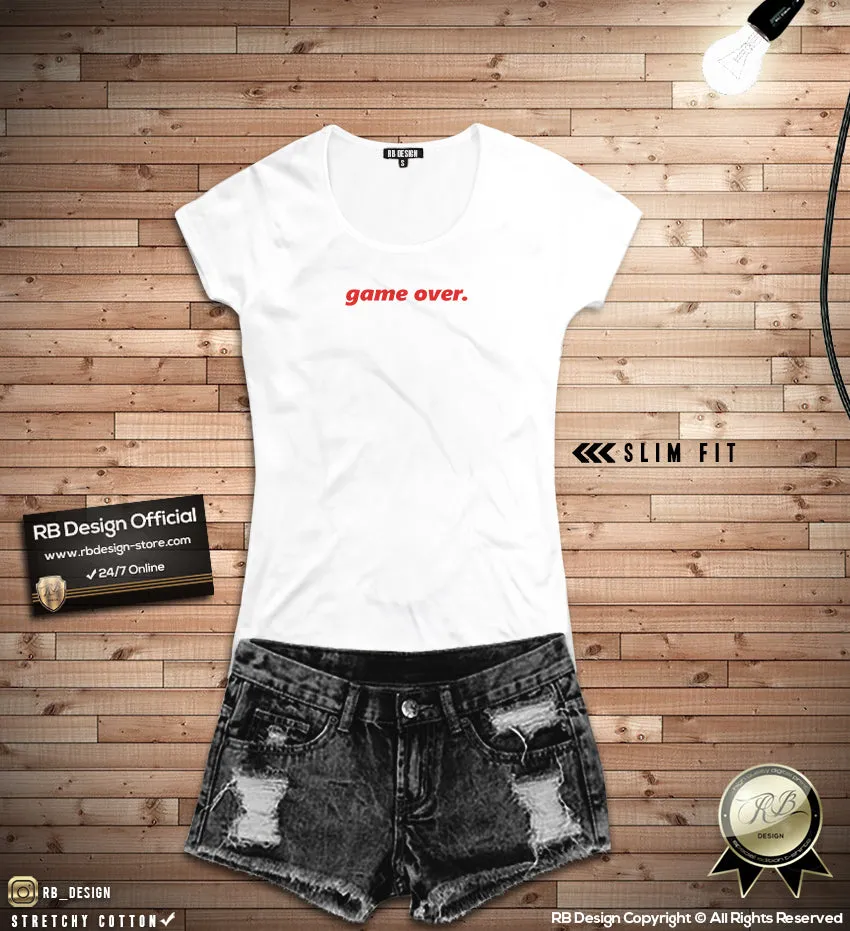Women's T-shirt With Sayings " Game Over" WTD26 Red