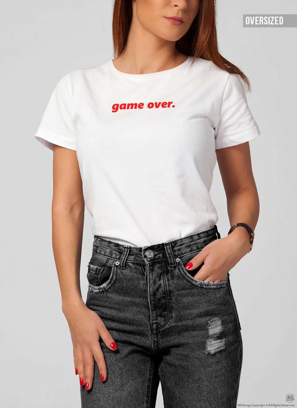 Women's T-shirt With Sayings " Game Over" WTD26 Red