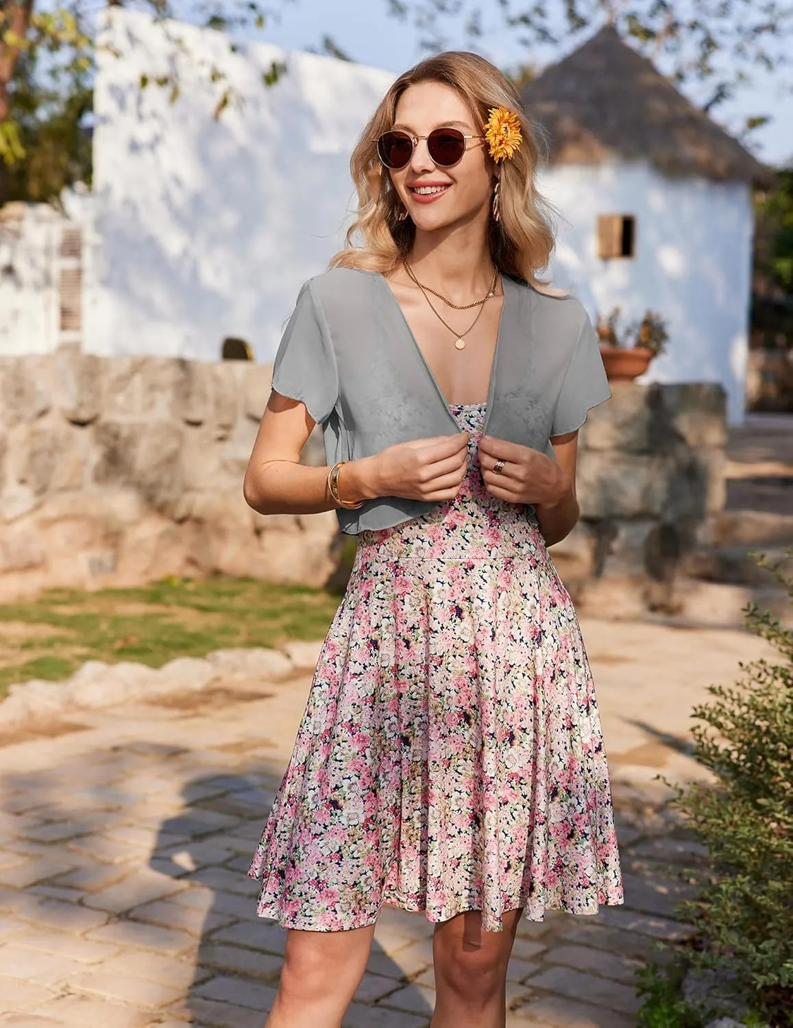 Zeagoo Bolero Chiffon Festive Short Sleeve Bolero Jacket (DE Only)