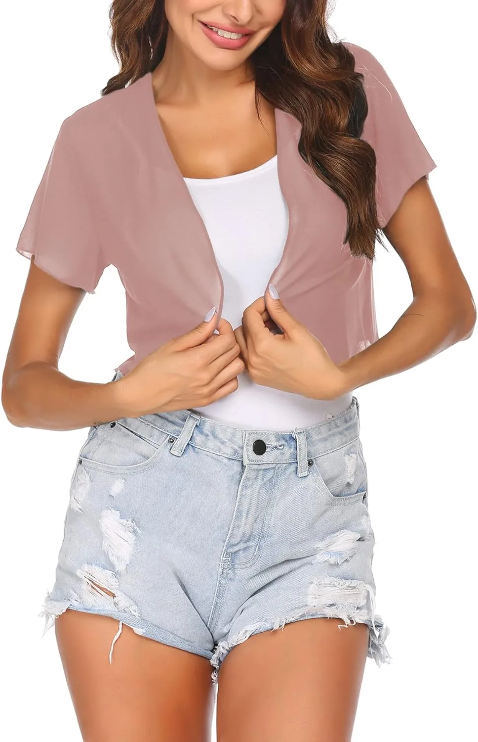 Zeagoo Bolero Chiffon Festive Short Sleeve Bolero Jacket (DE Only)