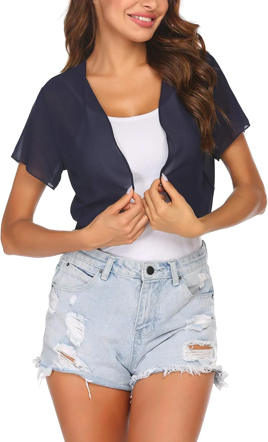 Zeagoo Bolero Chiffon Festive Short Sleeve Bolero Jacket (DE Only)