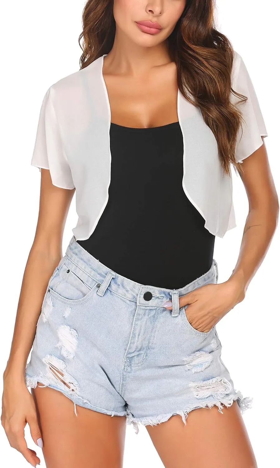 Zeagoo Bolero Chiffon Festive Short Sleeve Bolero Jacket (DE Only)