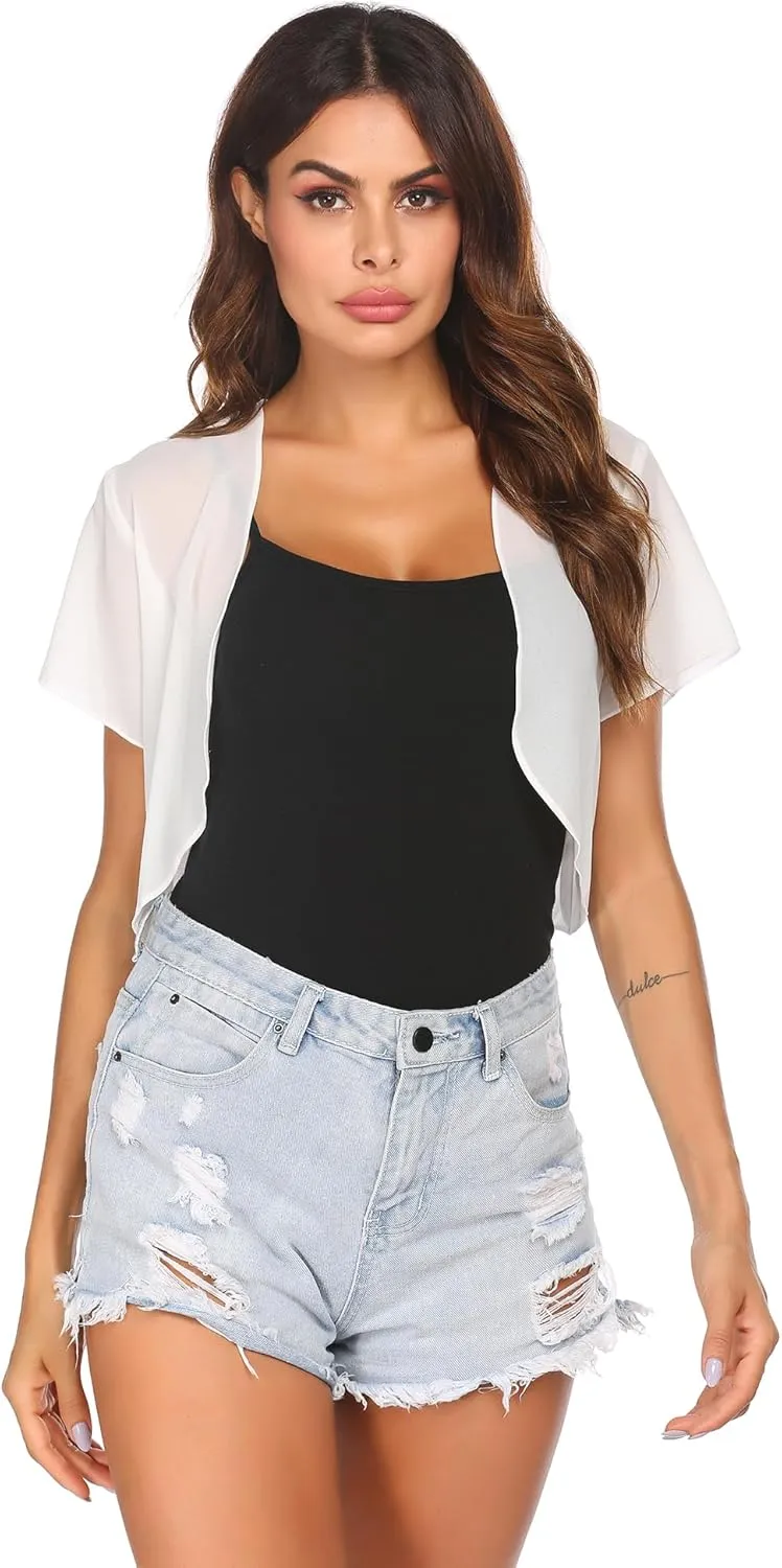 Zeagoo Bolero Chiffon Festive Short Sleeve Bolero Jacket (DE Only)