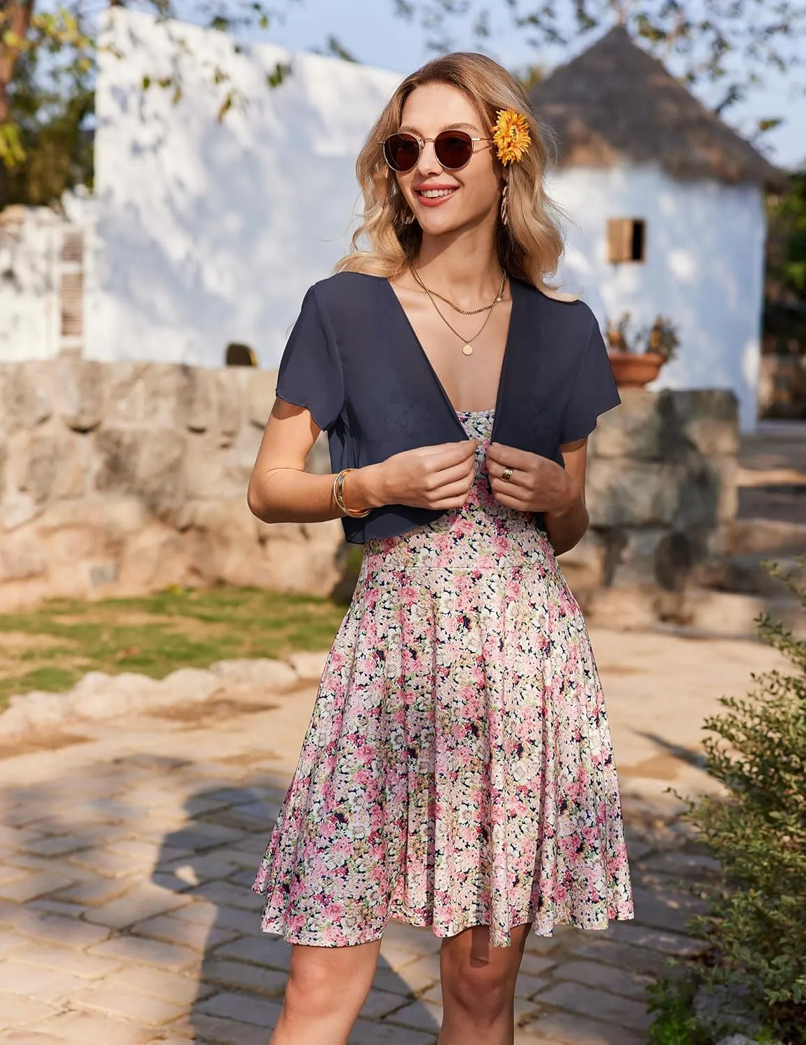 Zeagoo Bolero Chiffon Festive Short Sleeve Bolero Jacket (DE Only)