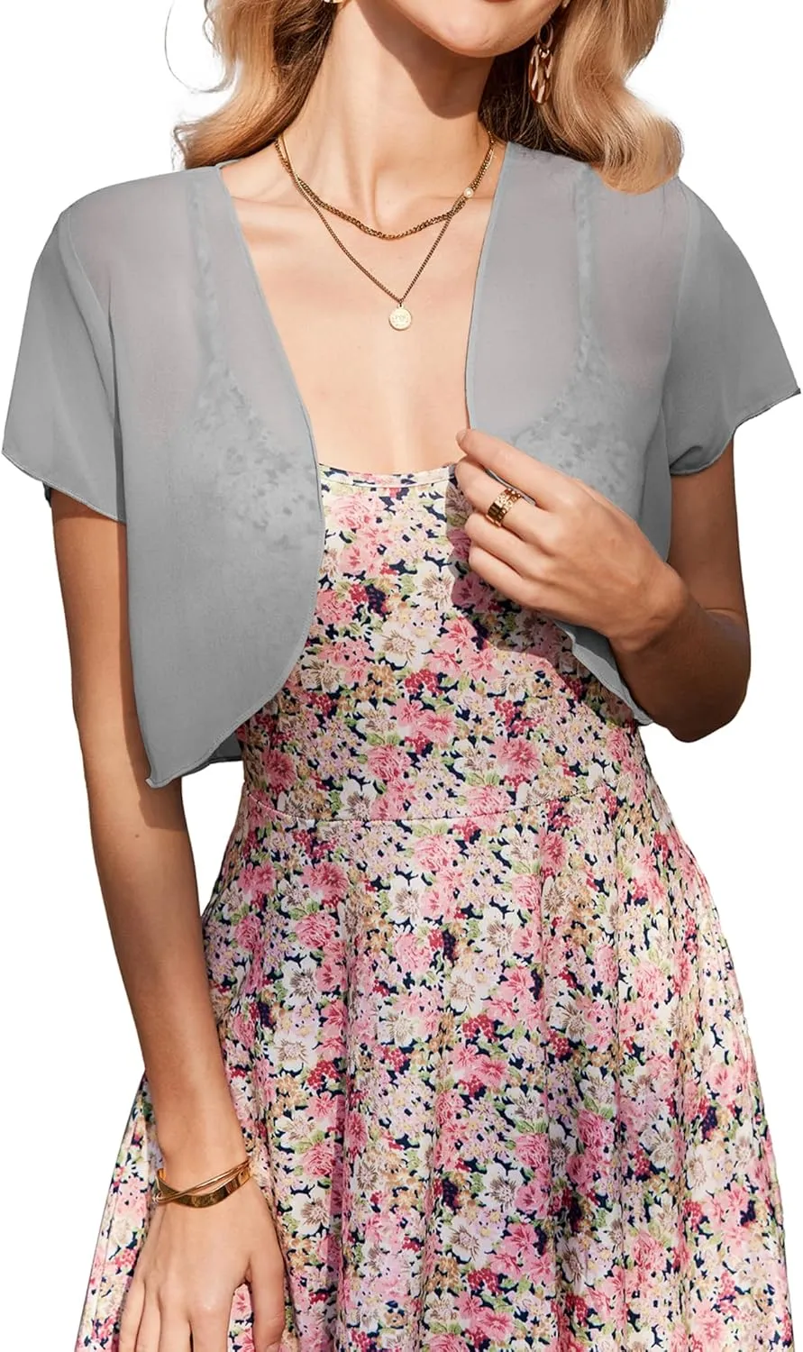Zeagoo Bolero Chiffon Festive Short Sleeve Bolero Jacket (DE Only)